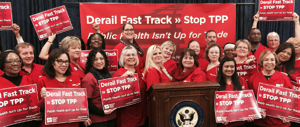 Nurses speaking at a rally