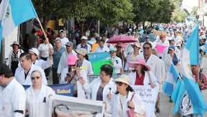 Doctors from the country's hospitals demonstrate to demand better salaries and resources