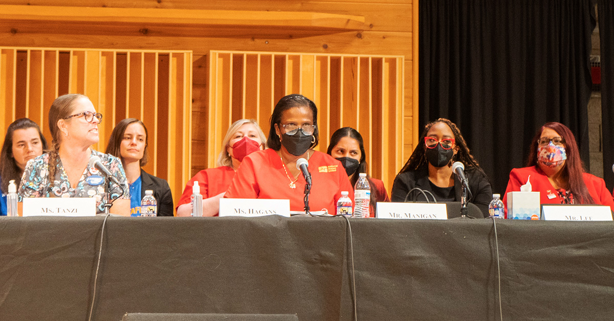 Nancy Hagans testifying to Senate hearing panel