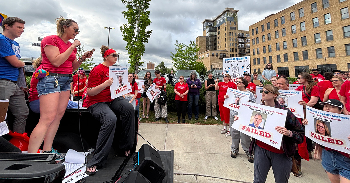 Nurses holding rally outside hospital
