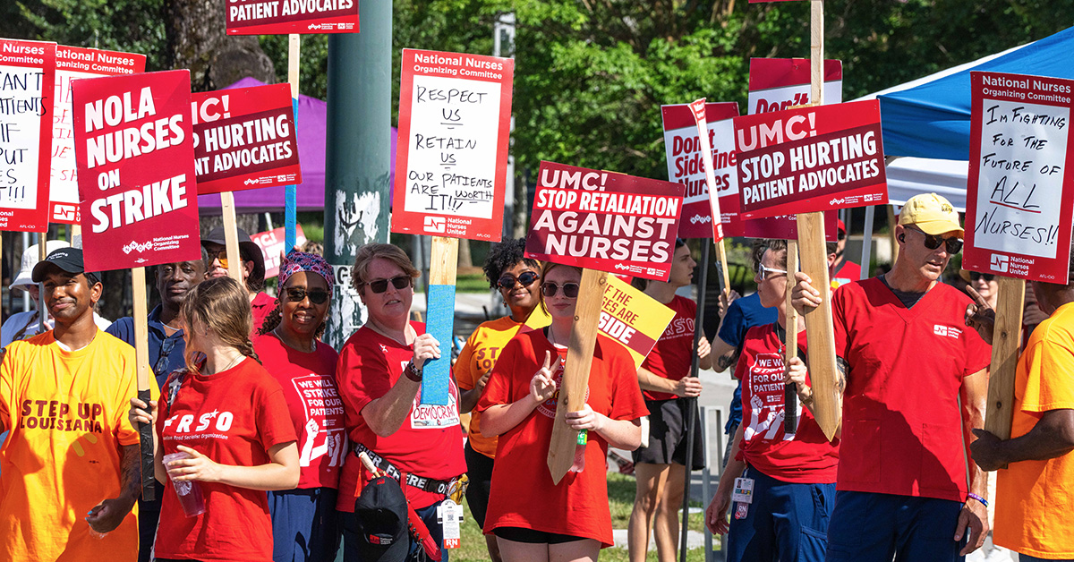 Nurses on strike line