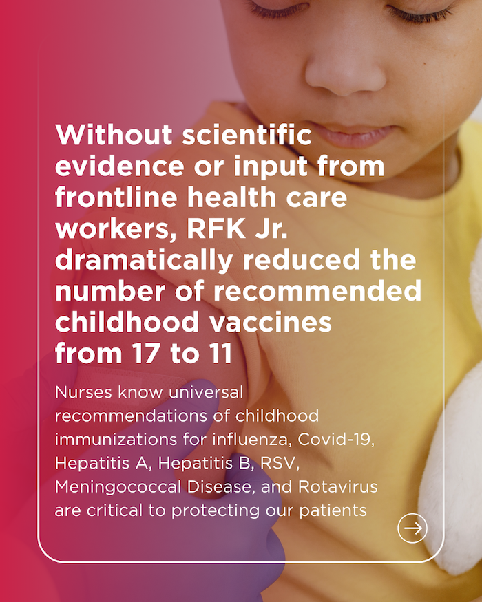 Graphic: Without scientific evidence, or input from front line health care workers,  RFK Jr. dramatically reduced the number of recommened childhood vaccine