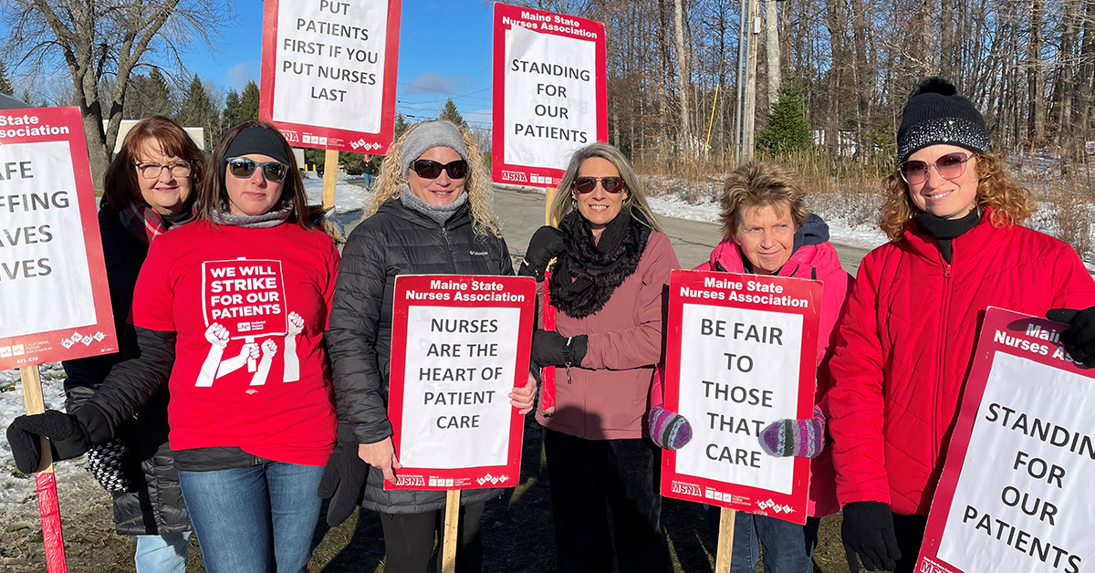 Nurses picketing outisde