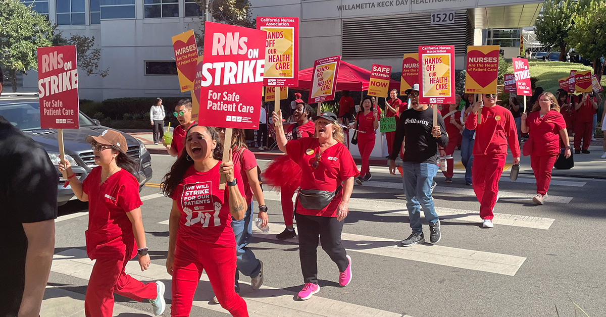 Nurses on picket line outside hospital
