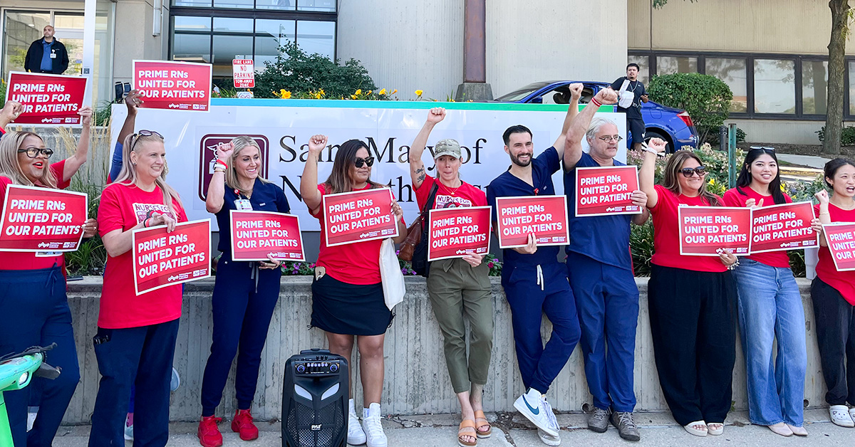 Nurses on picket line outside hospital