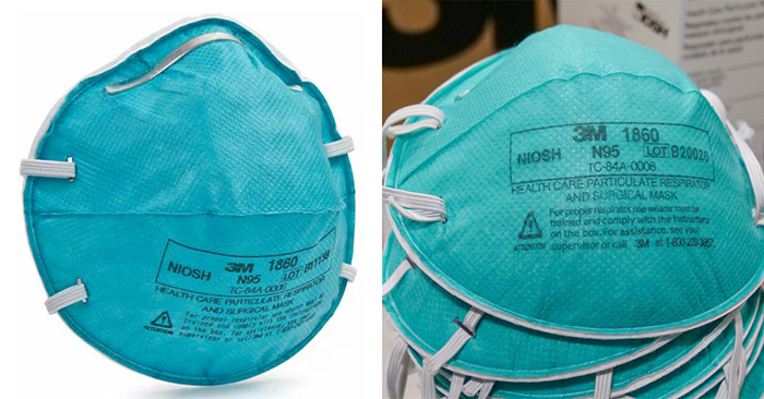 Counterfeit and real N95 masks