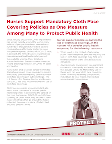 Flyer "Nurses Support Mandatory Cloth Face Covering Policies"