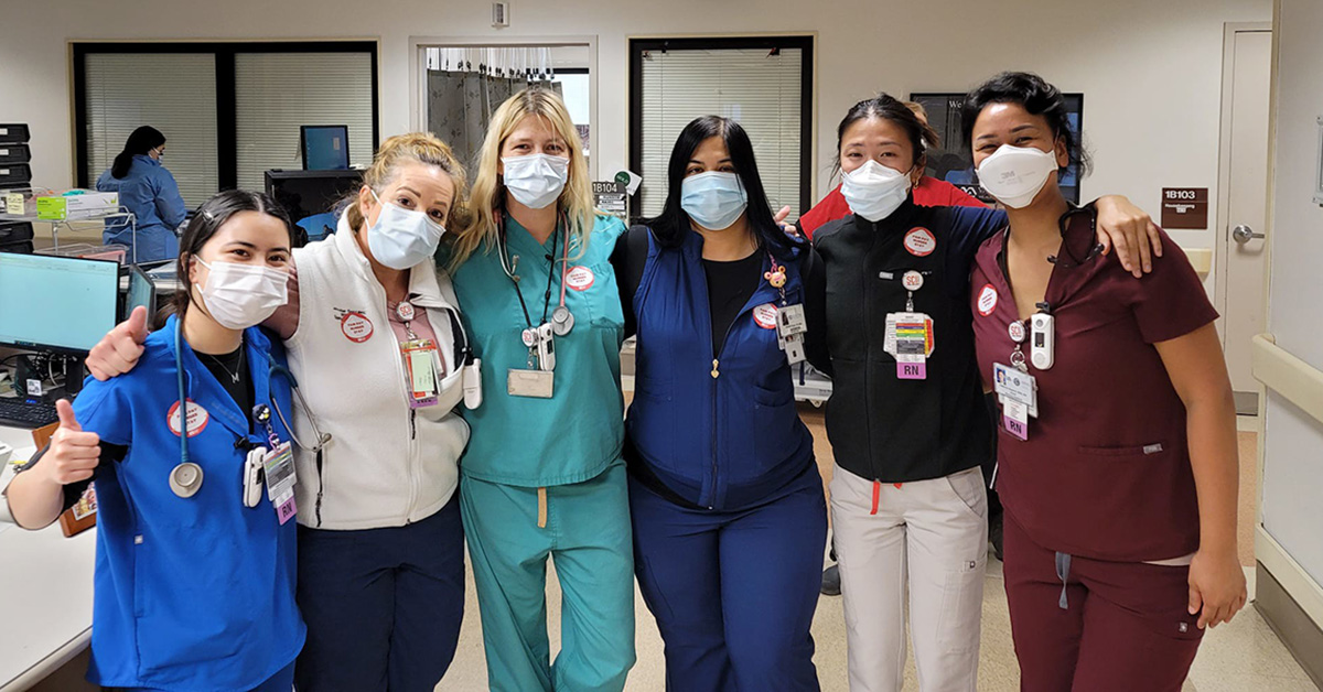 Group of nurses inside hospital