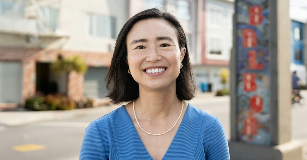 Congressional Connie Chan outside, smiling