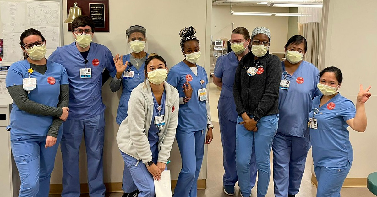 Group of nurses inside hospital