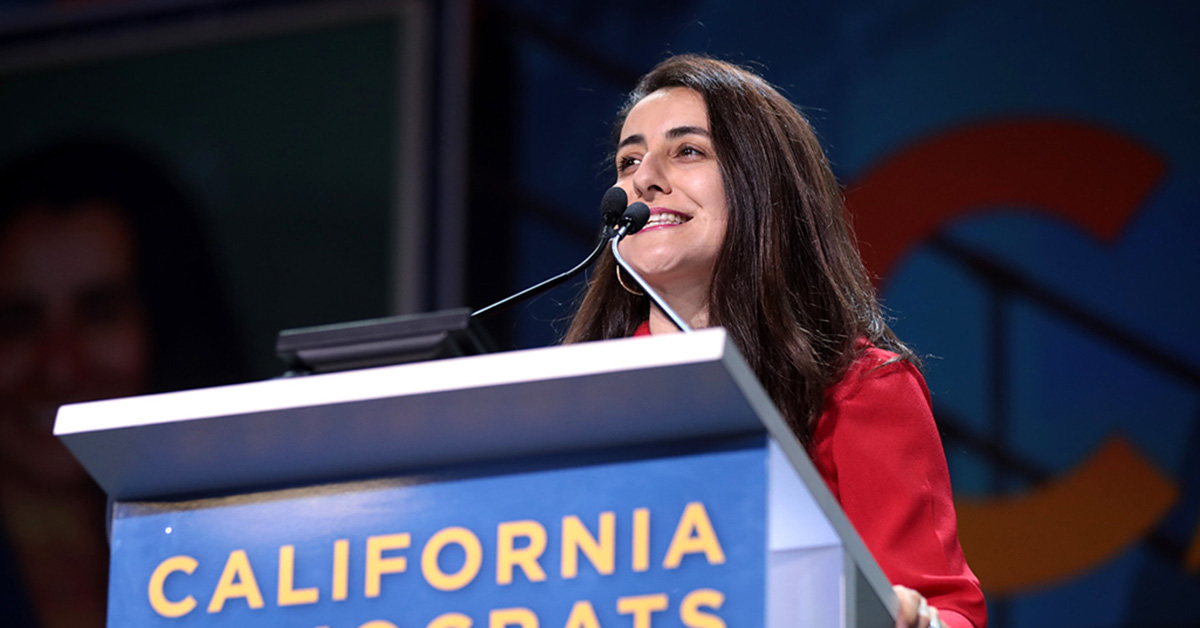 California Sen. Monique Limón in front of podium