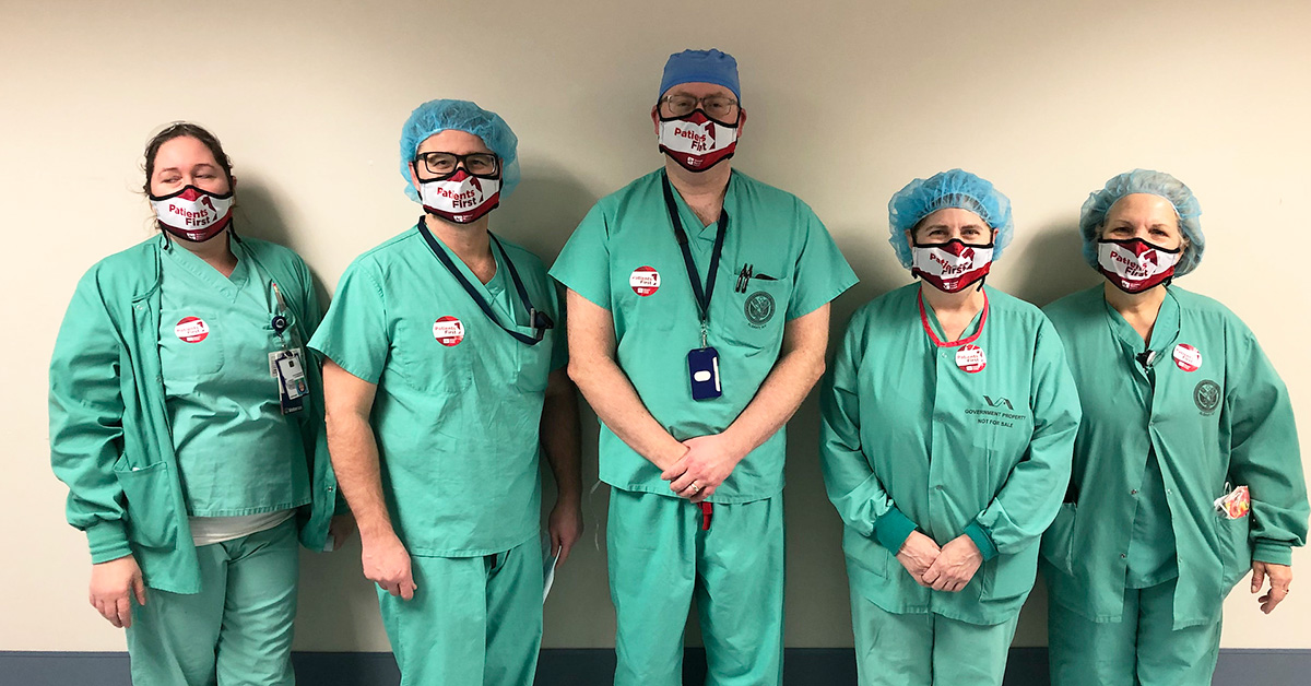 Five VA nurses inside Albany Stratton VA Medical Center 