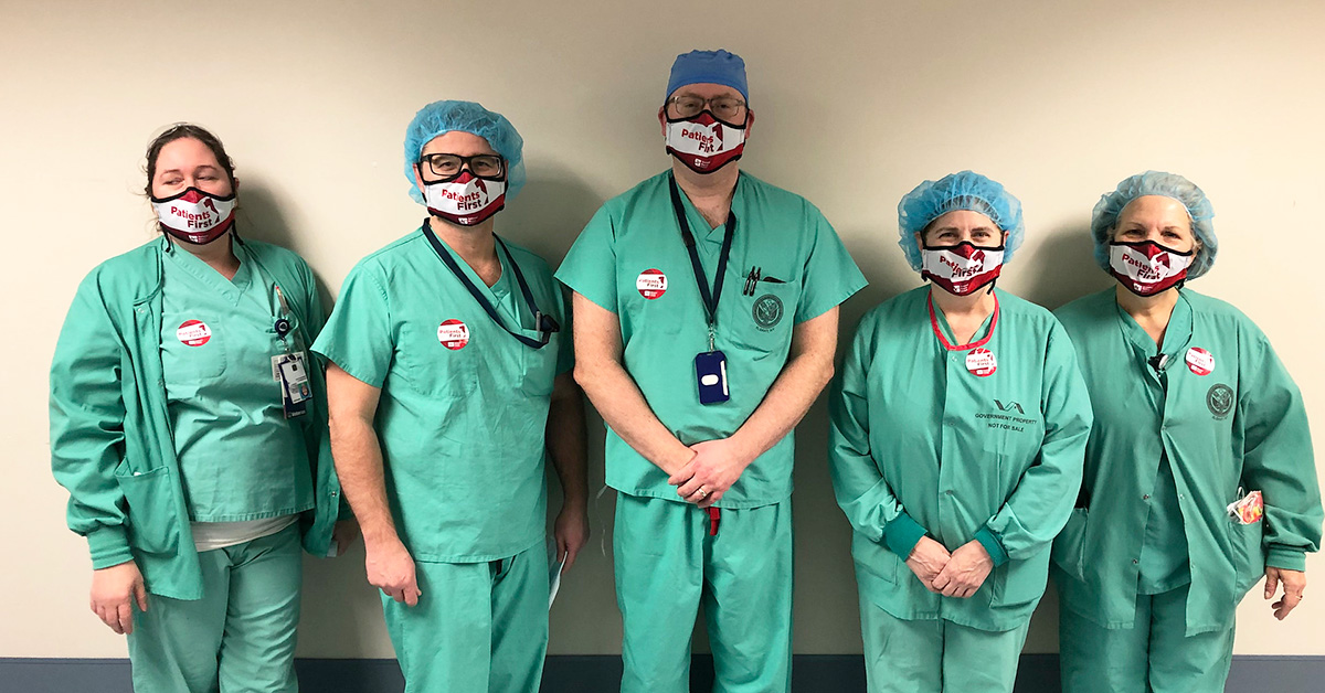 Five VA nurses inside Albany Stratton VA Medical Center