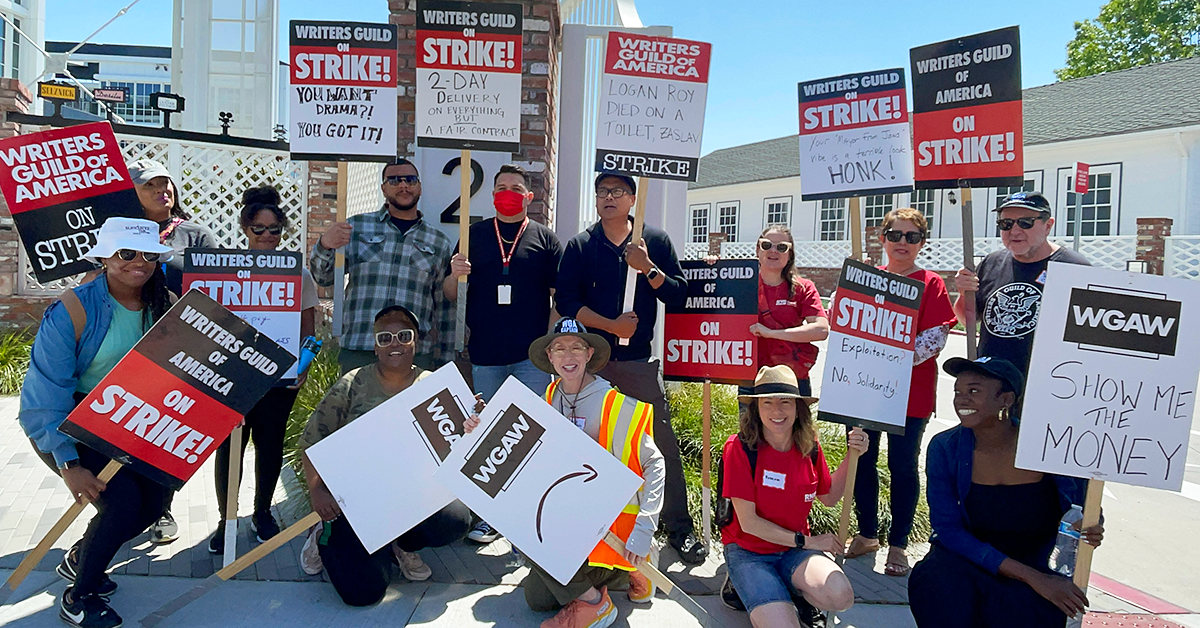 Folks on strike line for Writers Guild of America