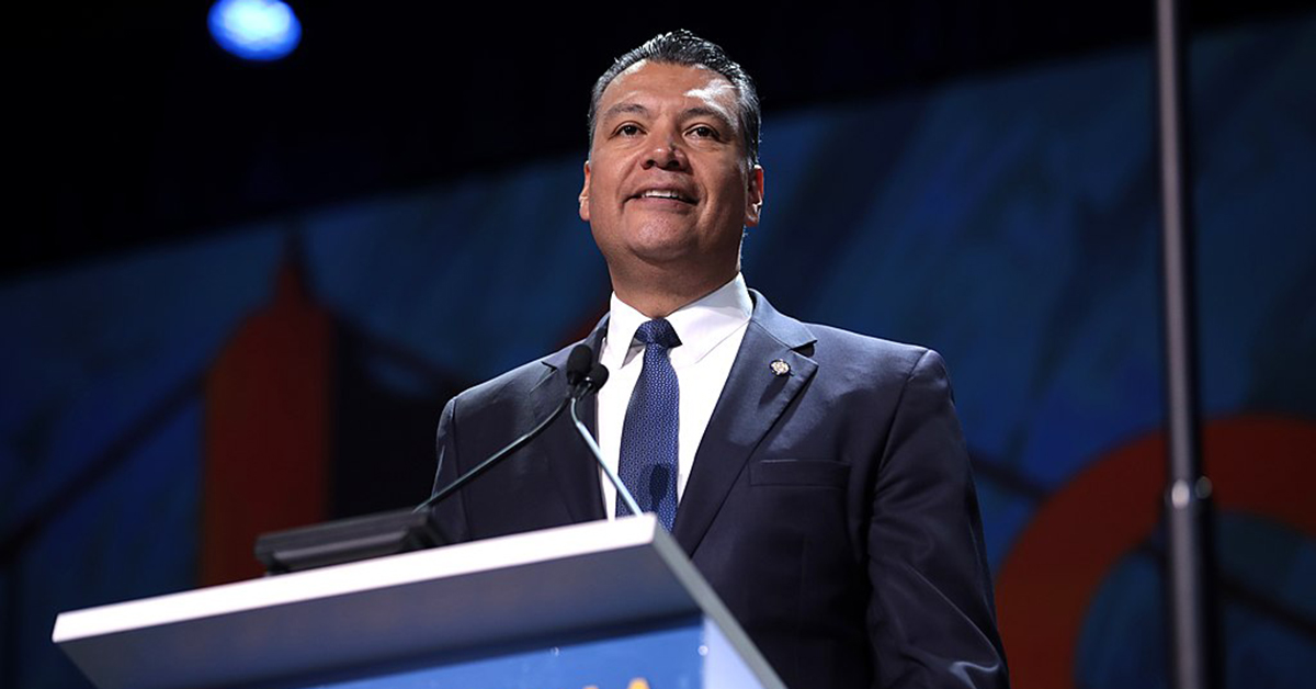 Alex Padilla at podium