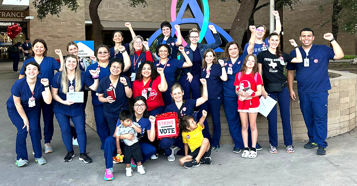 Nurses and their families at the strike vote.