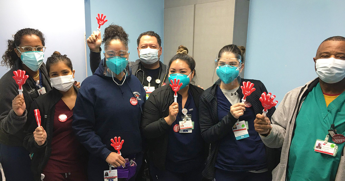 Marina Del Rey nurses holding CNA clappers.