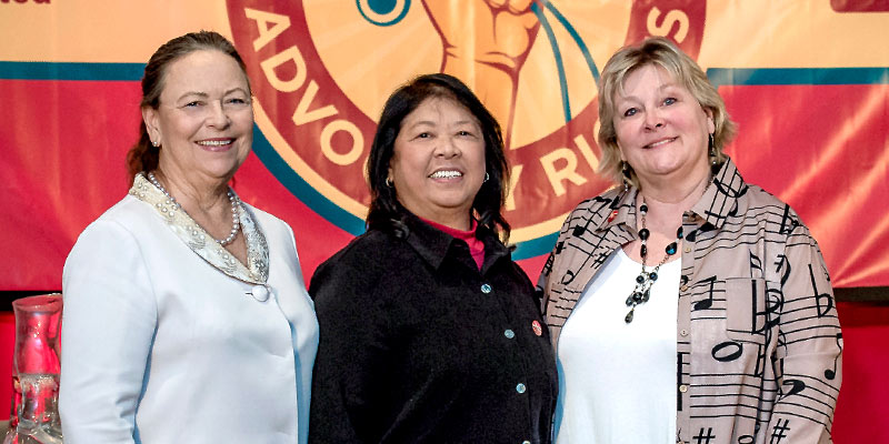 RNs and NNU Co-Presidents (left to right): Deborah Burger, Zenei Cortez, and Jean Ross