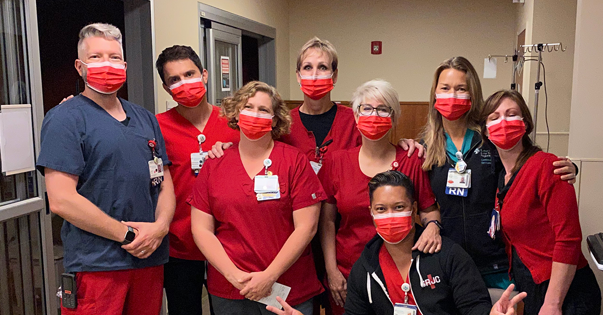 Group of Sutter Santa Rosa Regional Hospital nurses inside hospital