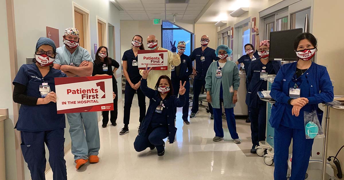 Large groups of nurses inside hospital