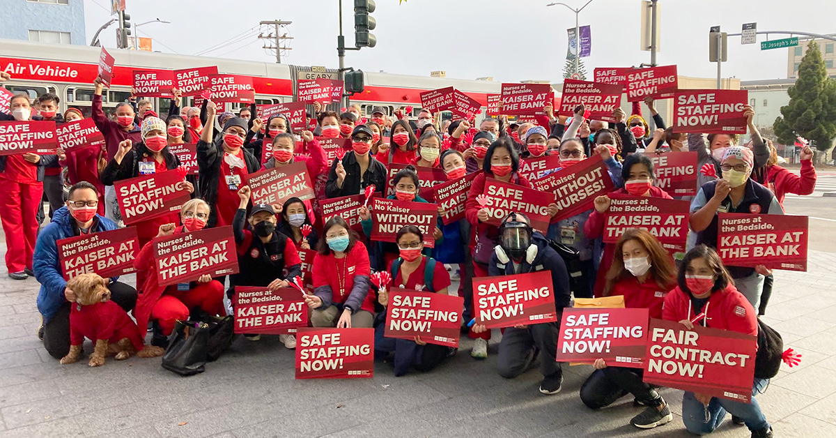 Large group of Kaiser nurses