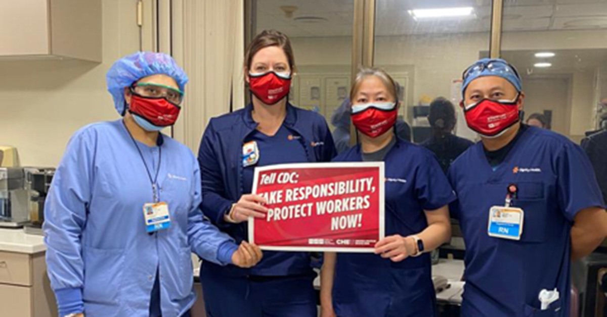 Four nurses inside hospital