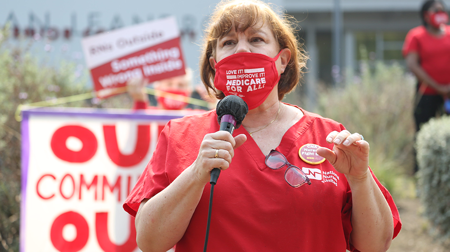 Nurse with microphone