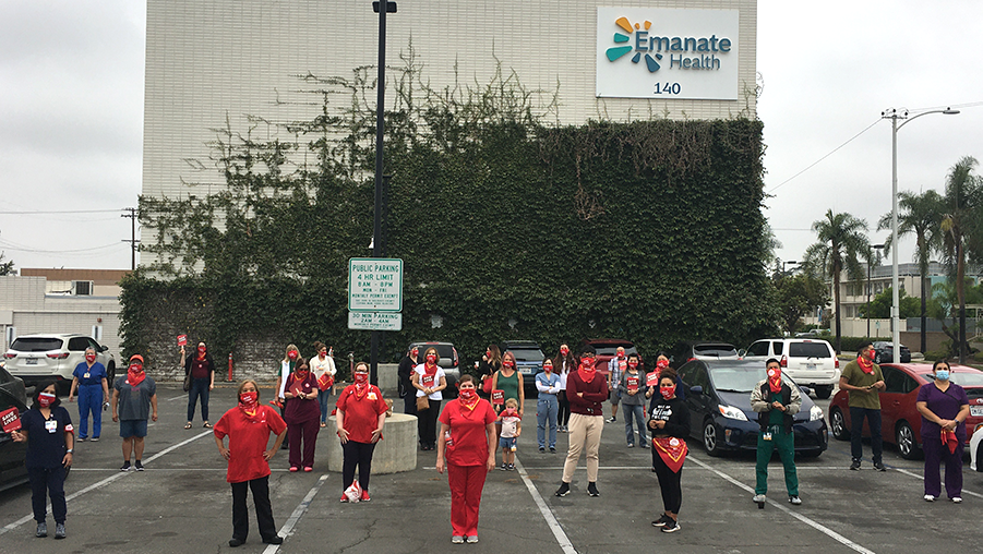 Nurses stand in front of Emanate Health