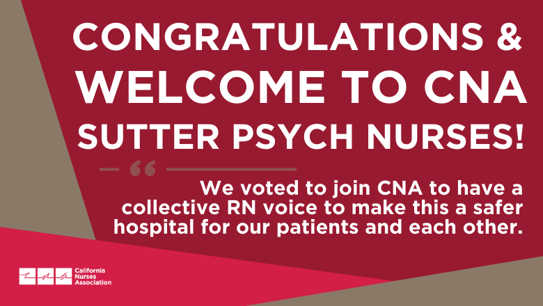Congratulations and welcome to CNA Suttwr Psych Nurses!