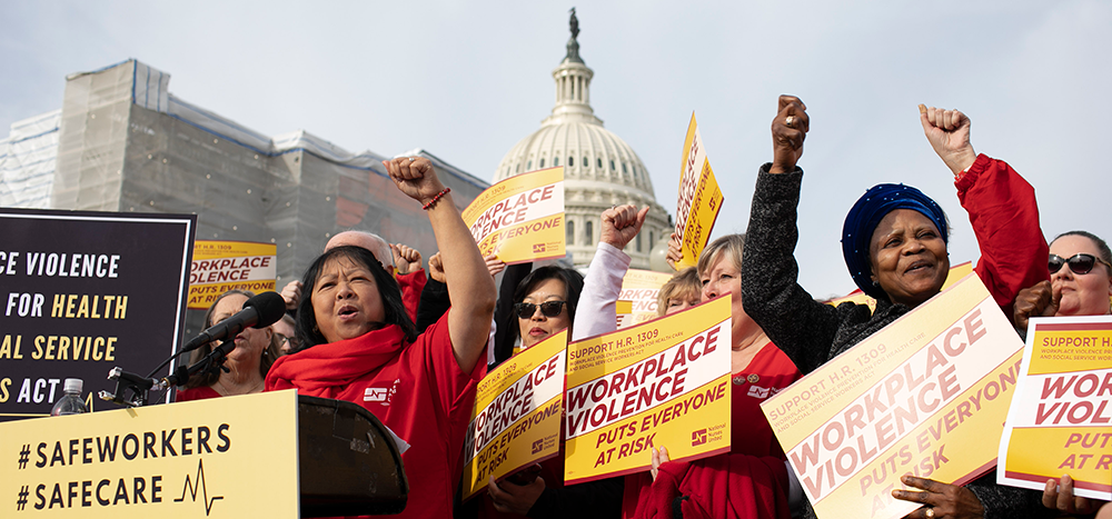 Nurses celebrate victory against workplace violence