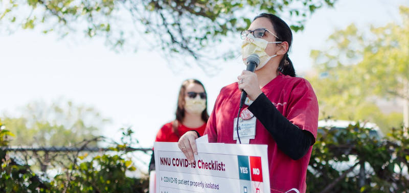 Nurse demanding personal protective equipment