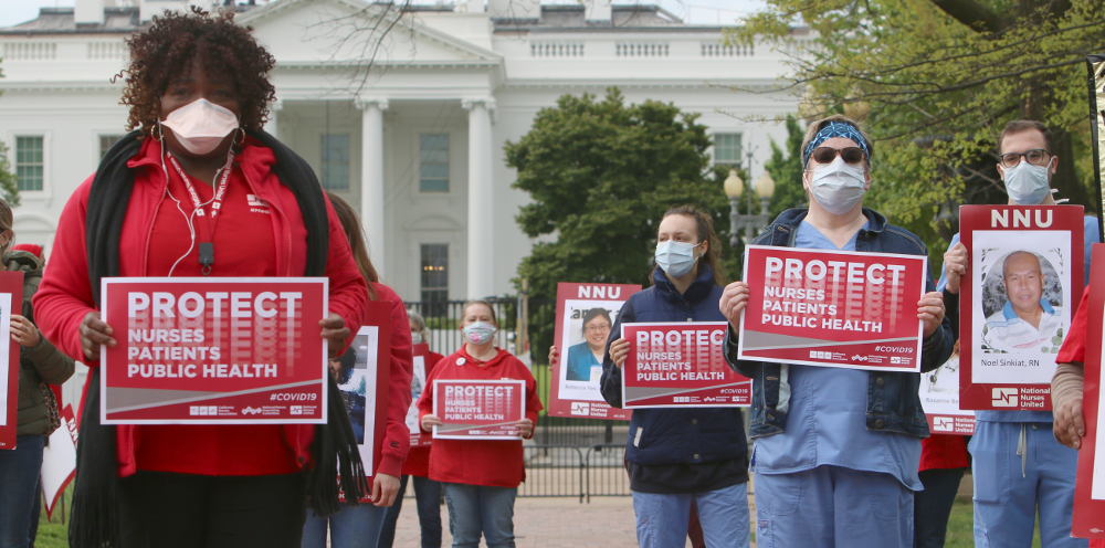 Nurses demonstrate in front of White House