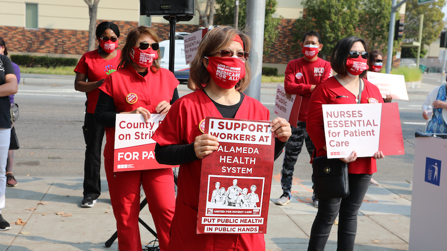 Registered nurses at San Leandro Hospital strike