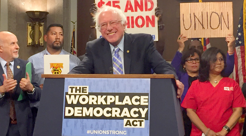 Bernie Sanders at podium