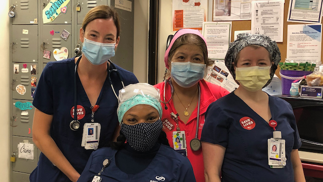 Nurses wearing masks in hospital