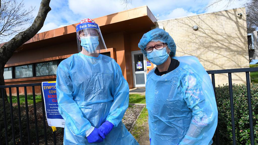 Nurses in protective equipment