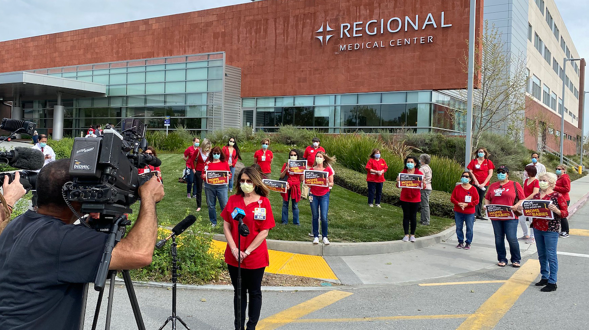 Nurses outside HCA’s Regional Medical Center of San Jose