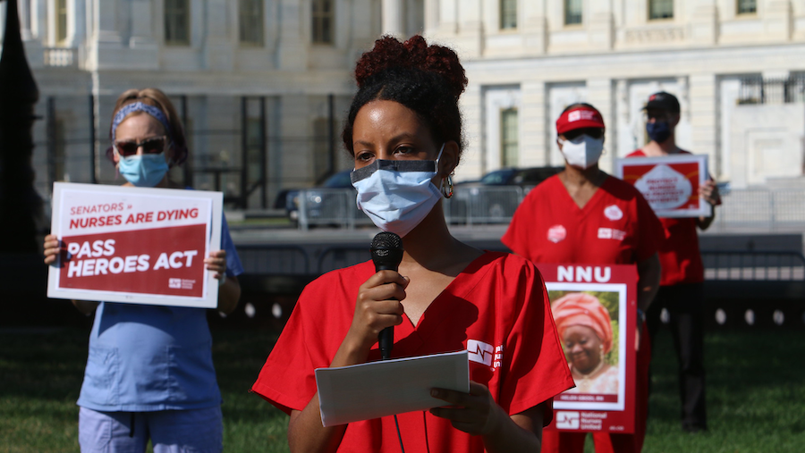 Nurses push for HEROES Act outside the U.S. Senate