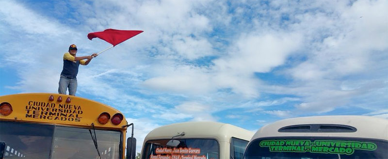 Honduran Protestor on bus