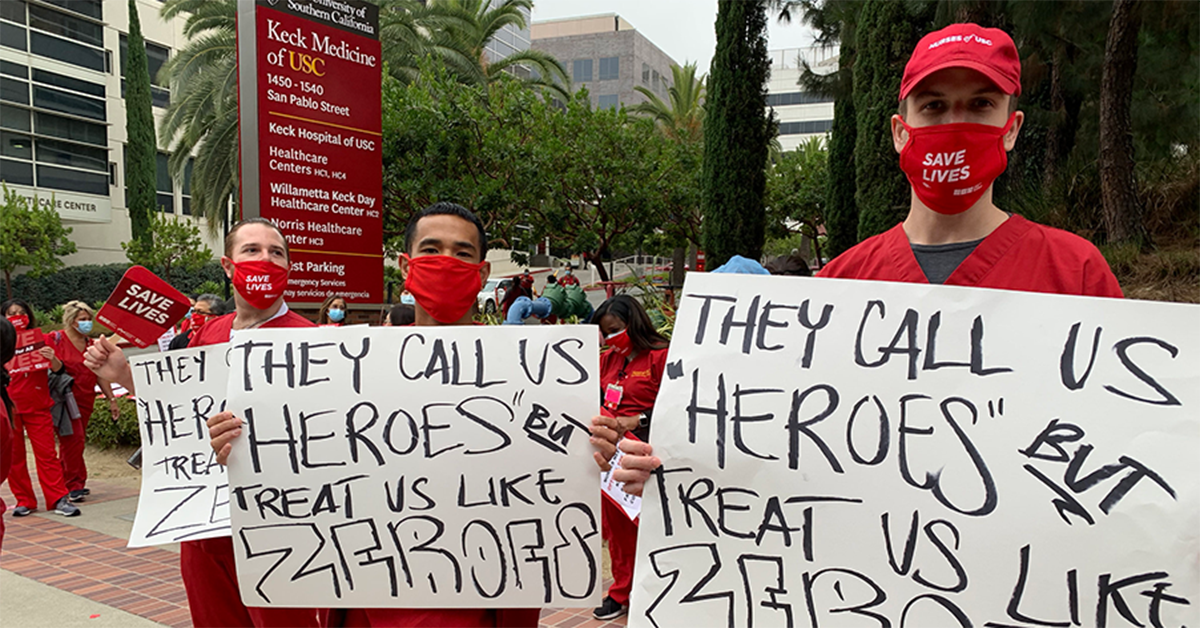 USC nurses picket in front of Keck Medical Center