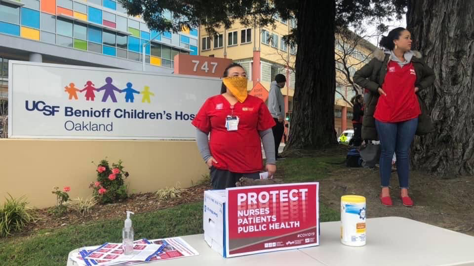 Nurses outside Children’s Hospital Oakland
