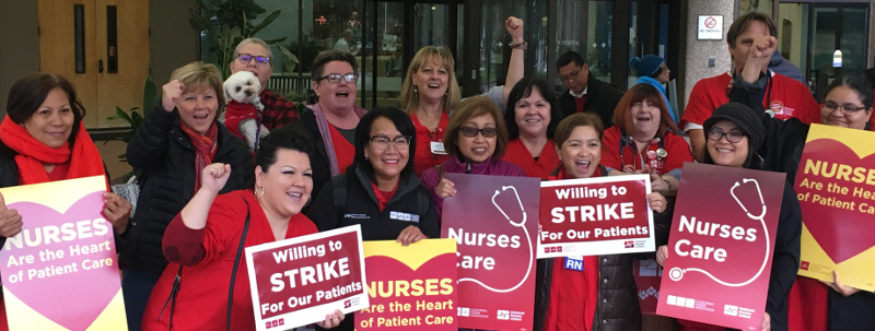 Nurses with placards