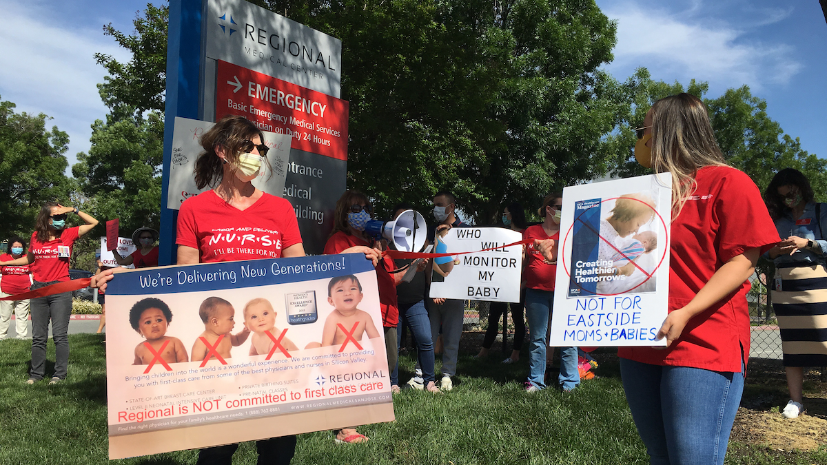 Nurses hold protest outside Rergional Medical Center San Jose