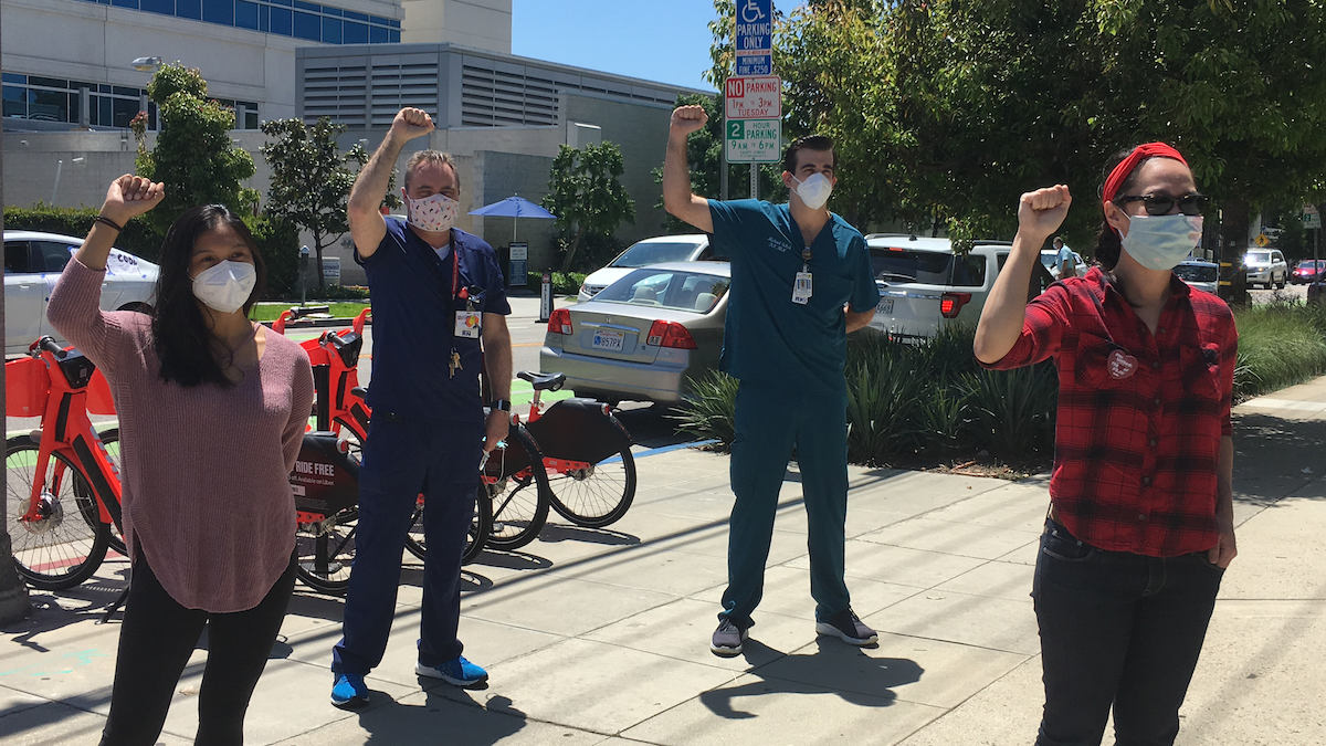 Nursrs protest outside Providence Saint John’s Health Center