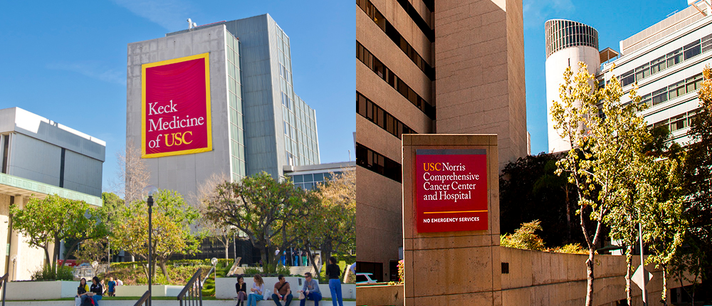 Keck Medicine of USC and USC Norris Comprehansive Cancer Center buildings