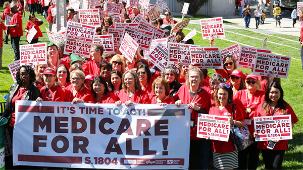 Nurses march at Medicare For All public address