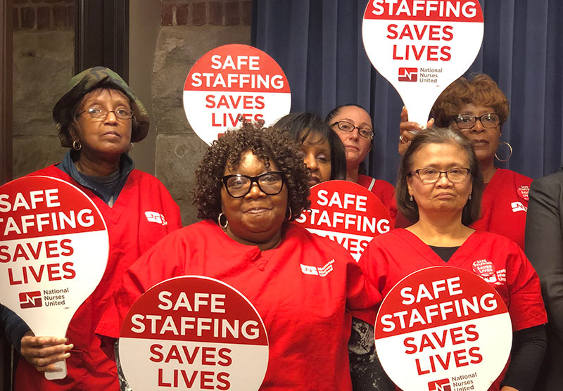 Nurses with Safe Staffing paddles