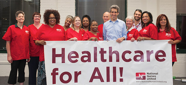 Daniel Biss with nurses