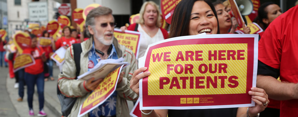 Nurse with sign