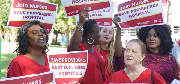 Providence Nurses protesting the proposed hospital closing